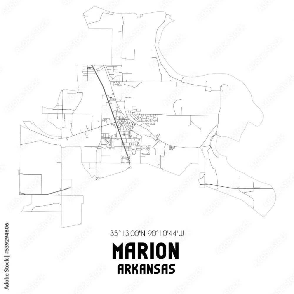 Marion Arkansas. US street map with black and white lines. Marion Arkansas. US street map with black and white lines.