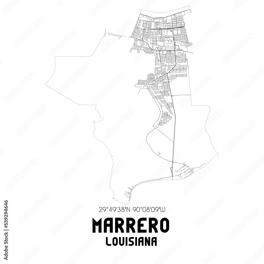 ภาพประกอบสต็อก Marrero Louisiana. US street map with black and white