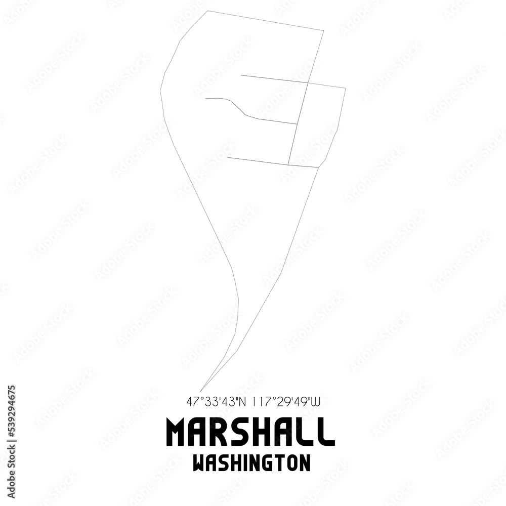 Marshall Washington. US street map with black and white lines. Marshall Washington. US street map with black and white lines.