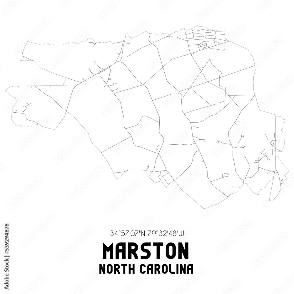 ภาพประกอบสต็อก Marston North Carolina. US street map with black and
