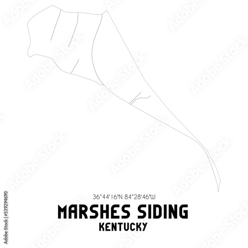 Marshes Siding Kentucky. US street map with black and white lines.