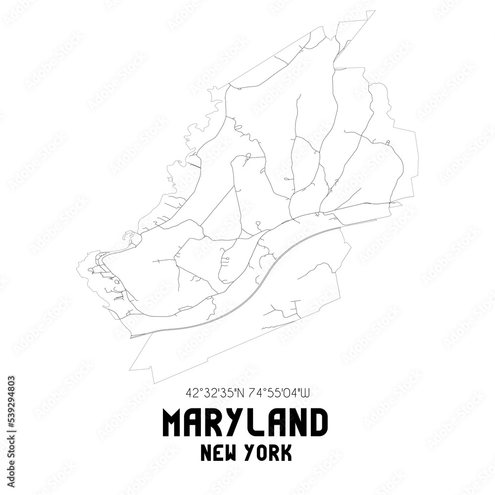 Maryland New York. US street map with black and white lines. Maryland New York. US street map with black and white lines.