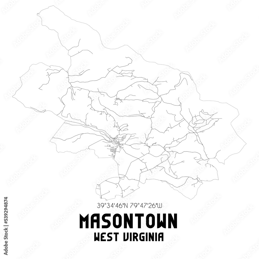 Masontown West Virginia. US street map with black and white lines. Masontown West Virginia. US street map with black and white lines.