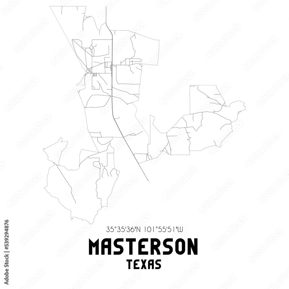 Masterson Texas. US street map with black and white lines. Masterson Texas. US street map with black and white lines.