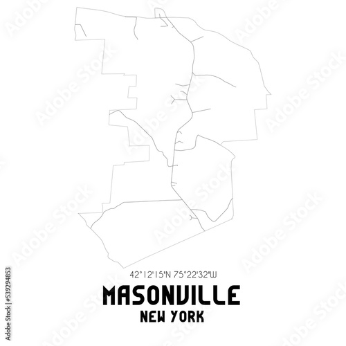 Masonville New York. US street map with black and white lines.