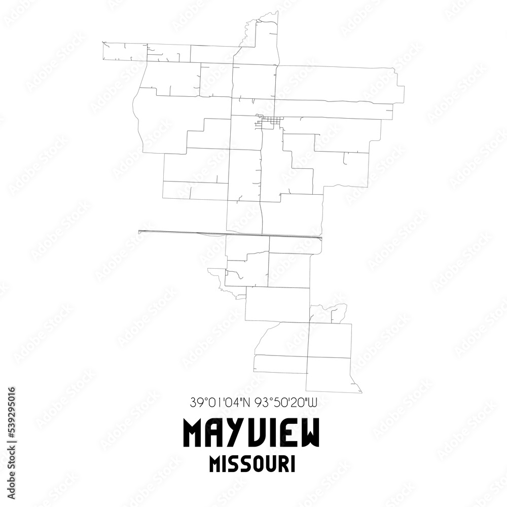 Fototapeta mapa świata dla dzieci Mayview Missouri. US street map with