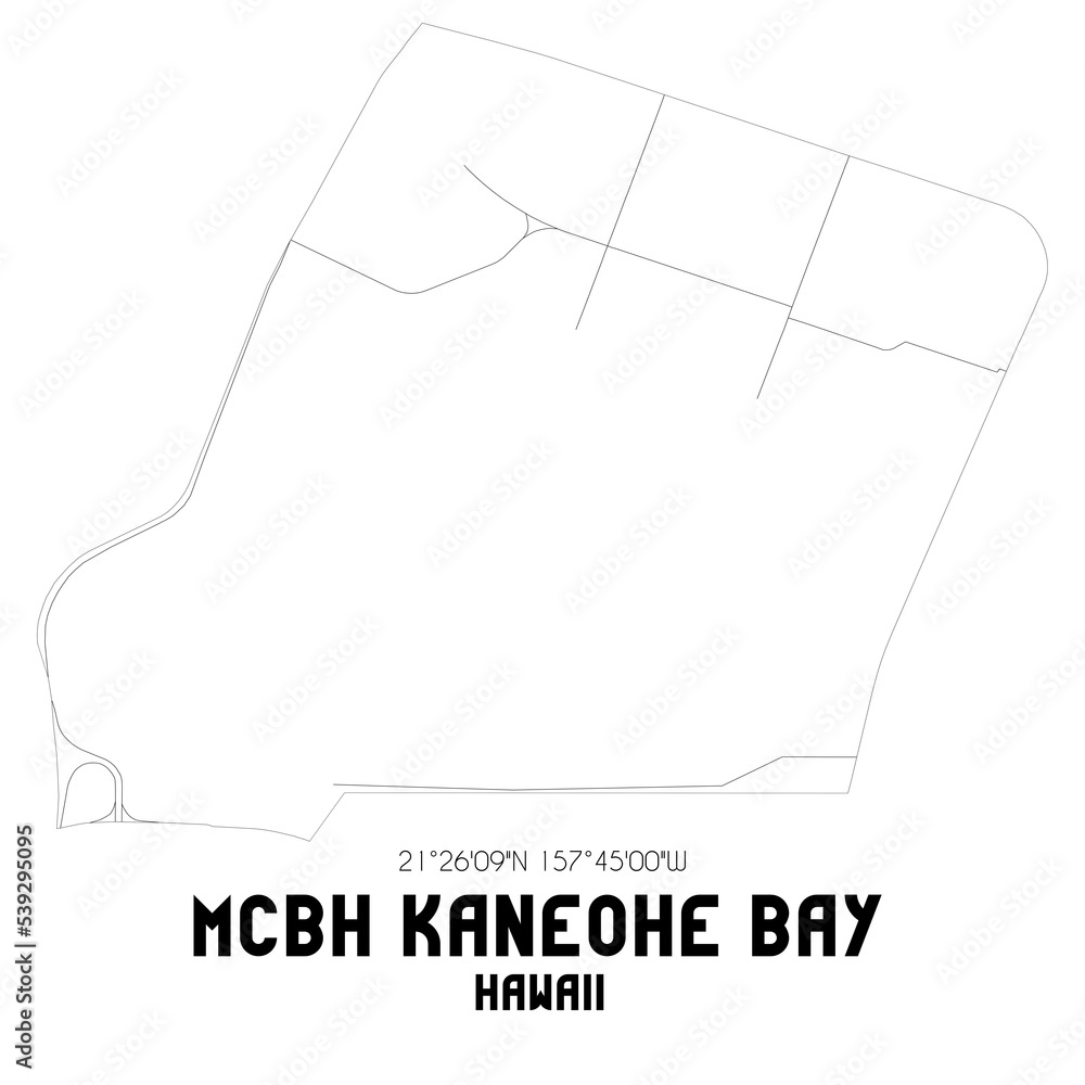 Mcbh Kaneohe Bay Hawaii. US street map with black and white lines