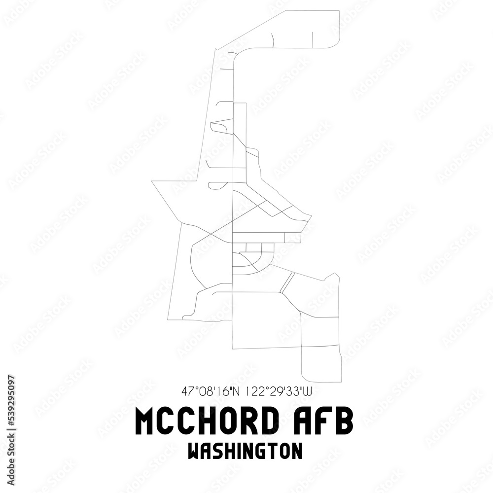 Mcchord Afb Washington. US street map with black and white lines.