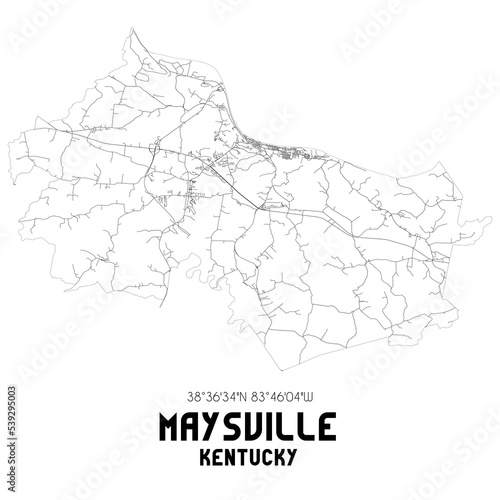 Maysville Kentucky. US street map with black and white lines.