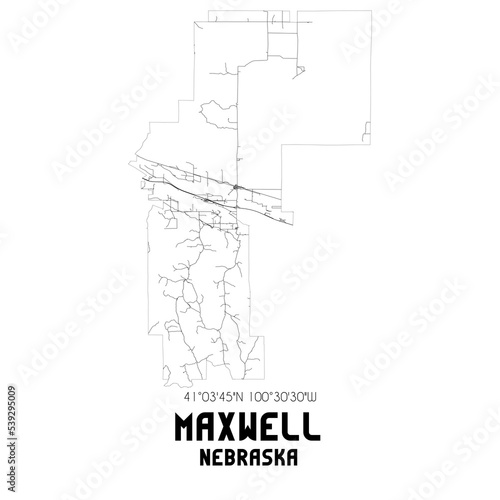 Obraz na płótnie Maxwell Nebraska. US street map with black and white lines. w salonie