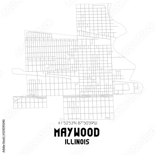 Maywood Illinois. US street map with black and white lines. photo