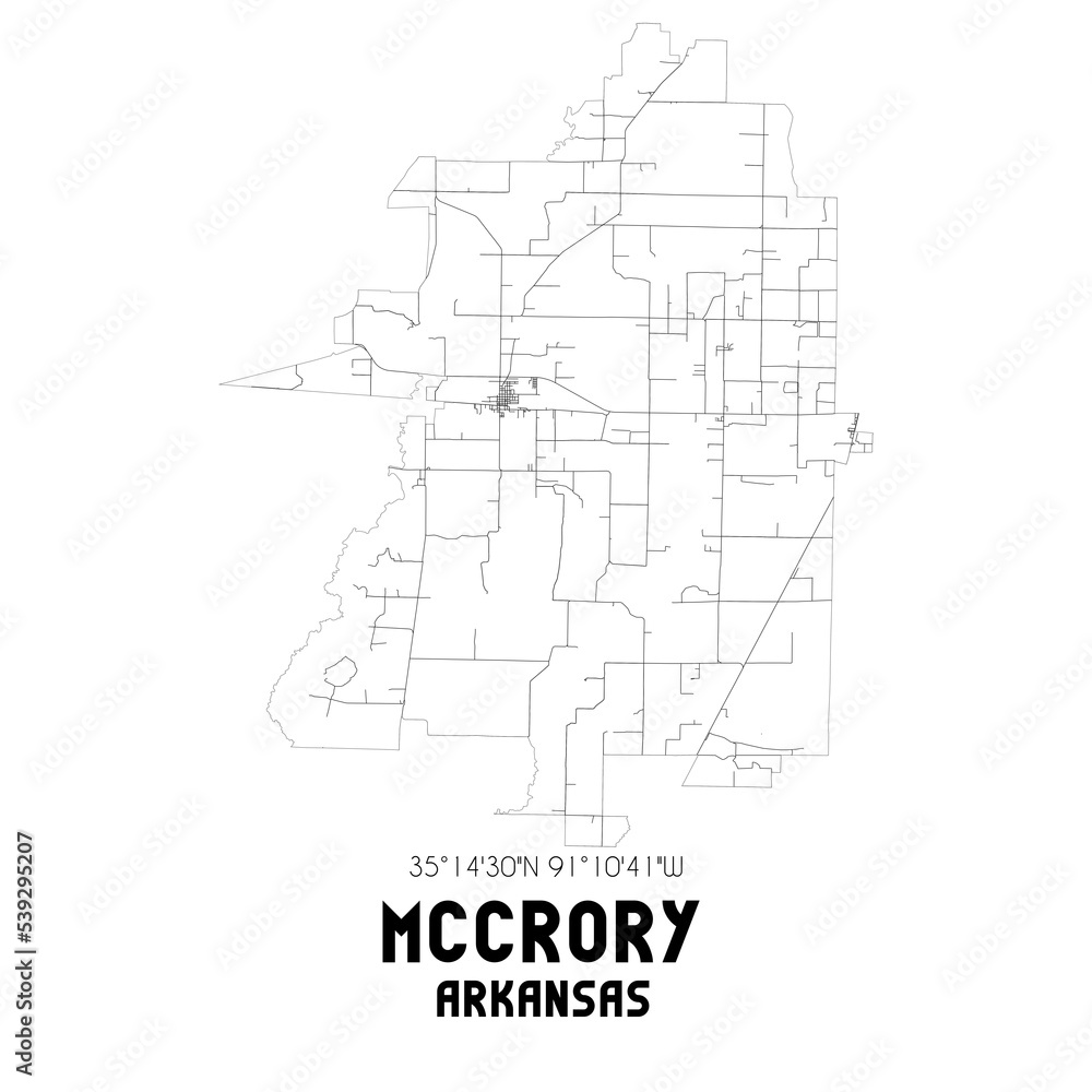 McCrory Arkansas. US street map with black and white lines. McCrory Arkansas. US street map with black and white lines.