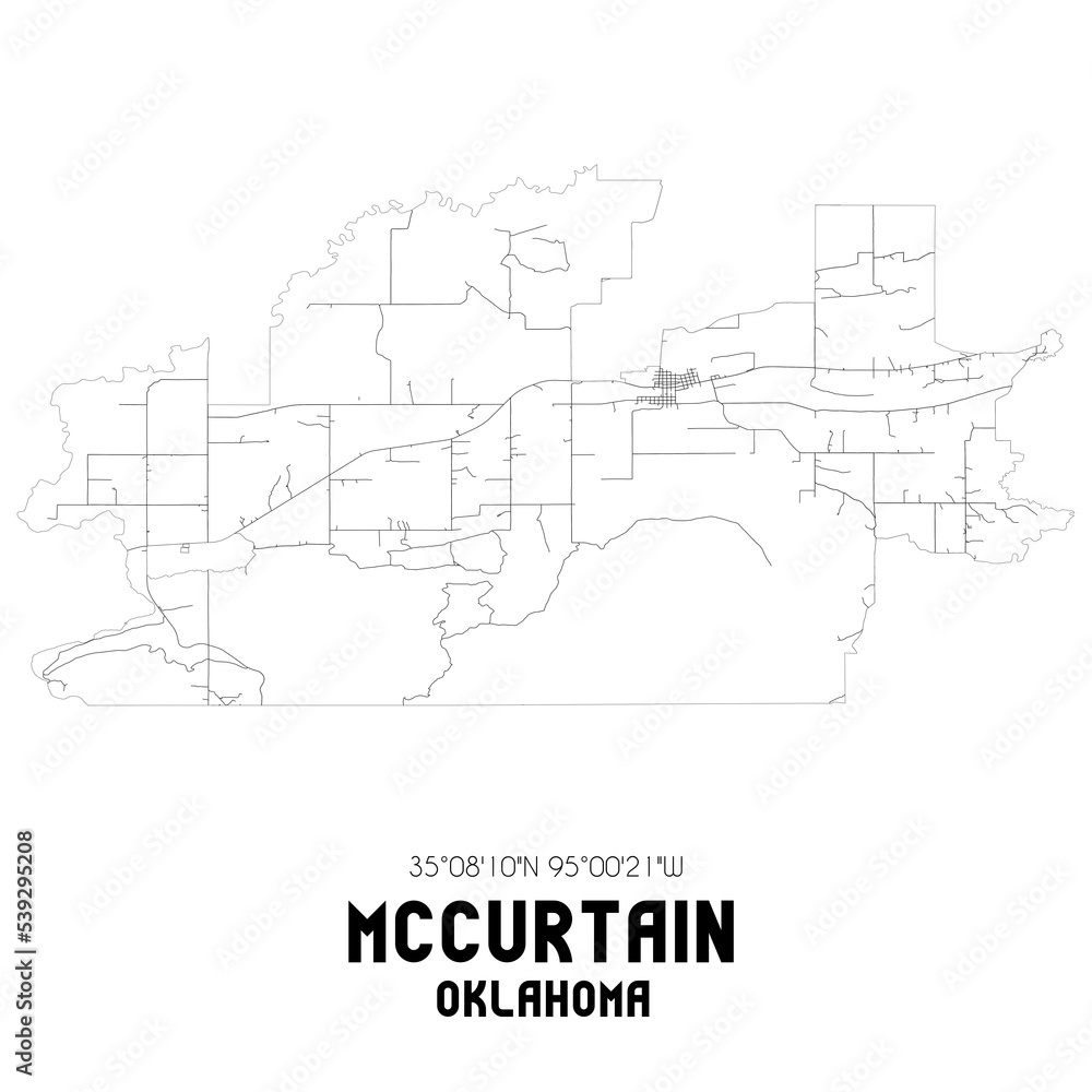 Mccurtain Oklahoma. US street map with black and white lines. Mccurtain Oklahoma. US street map with black and white lines.