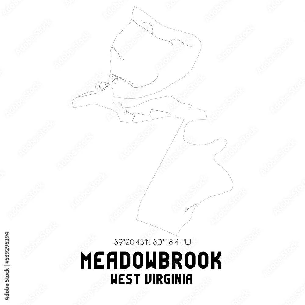 Meadowbrook West Virginia. US street map with black and white lines. Meadowbrook West Virginia. US street map with black and white lines.