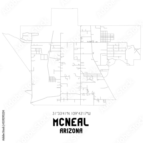 McNeal Arizona. US street map with black and white lines. photo