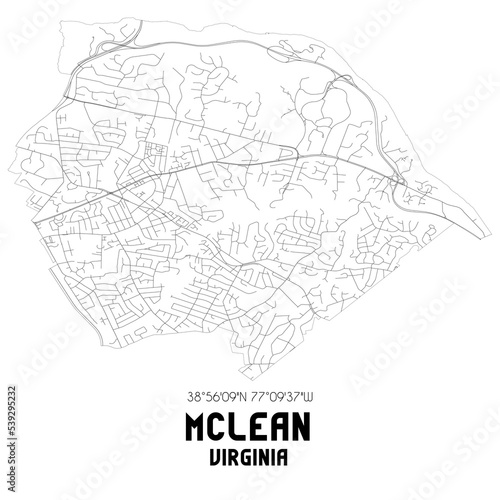 McLean Virginia. US street map with black and white lines. photo