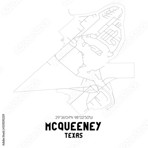 McQueeney Texas. US street map with black and white lines.