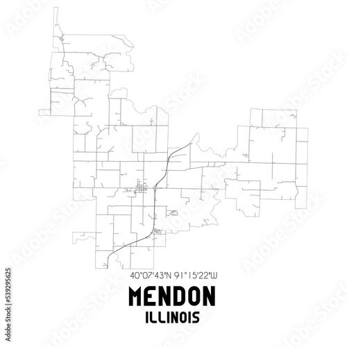 Mendon Illinois. US street map with black and white lines. photo