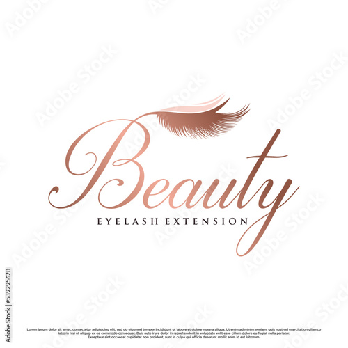 Eyelash extension logo design for beauty with creative modern concept Premium Vector