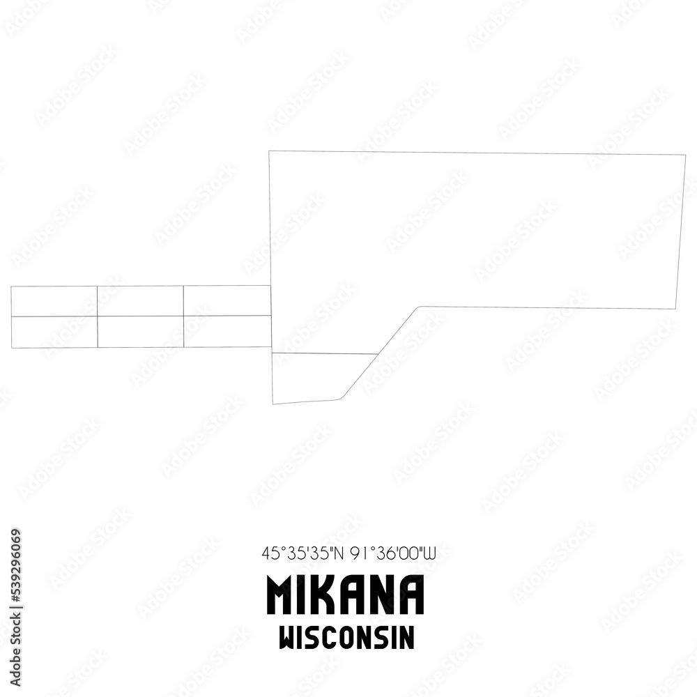 Mikana Wisconsin. US street map with black and white lines. Mikana Wisconsin. US street map with black and white lines.
