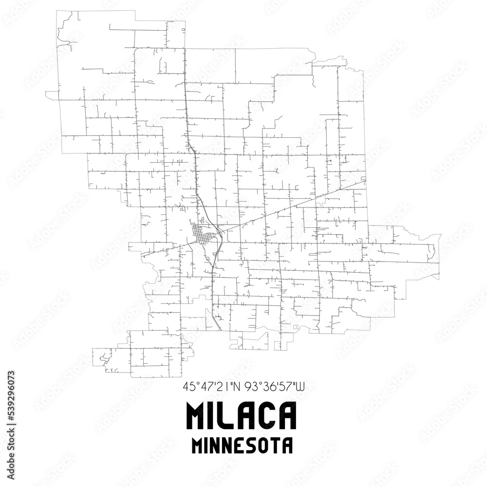 Milaca Minnesota. US street map with black and white lines. Milaca Minnesota. US street map with black and white lines.
