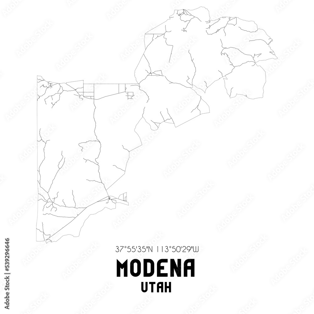 Modena Utah. US street map with black and white lines. Modena Utah. US street map with black and white lines.