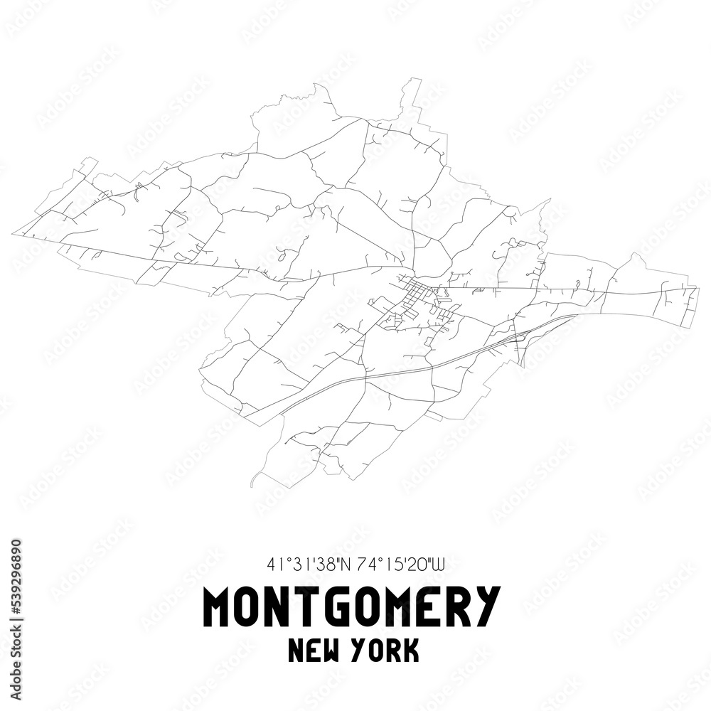 Montgomery New York. US street map with black and white lines. Montgomery New York. US street map with black and white lines.