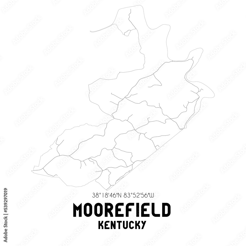 Moorefield Kentucky. US street map with black and white lines. Moorefield Kentucky. US street map with black and white lines.