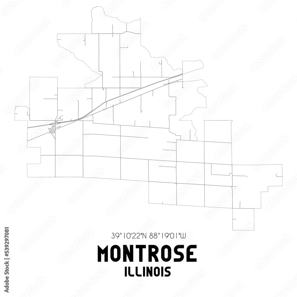 Montrose Illinois. US street map with black and white lines.