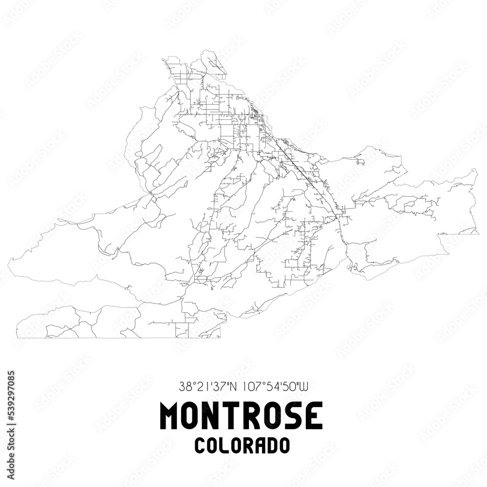 Montrose Colorado. US street map with black and white lines. Stock