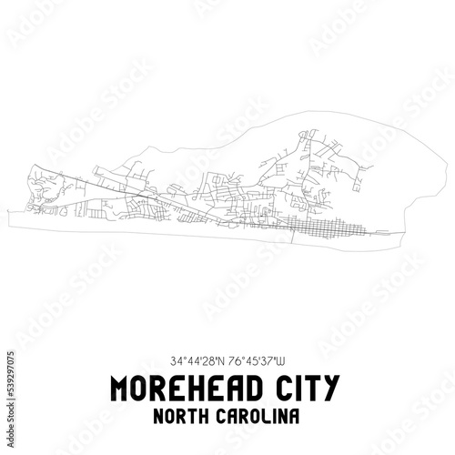 Morehead City North Carolina. US street map with black and white lines.