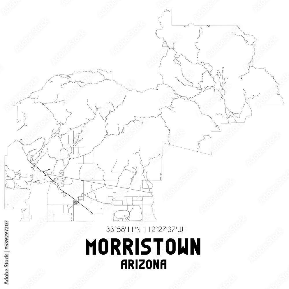 Morristown Arizona. US street map with black and white lines. Morristown Arizona. US street map with black and white lines.