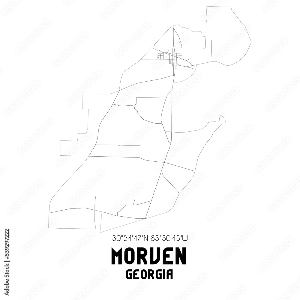 morven-georgia-us-street-map-with-black-and-white-lines-ilustraci-n