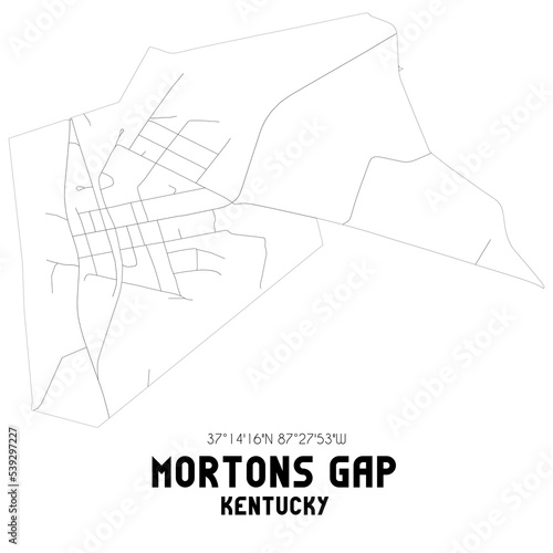 Mortons Gap Kentucky. US street map with black and white lines. photo