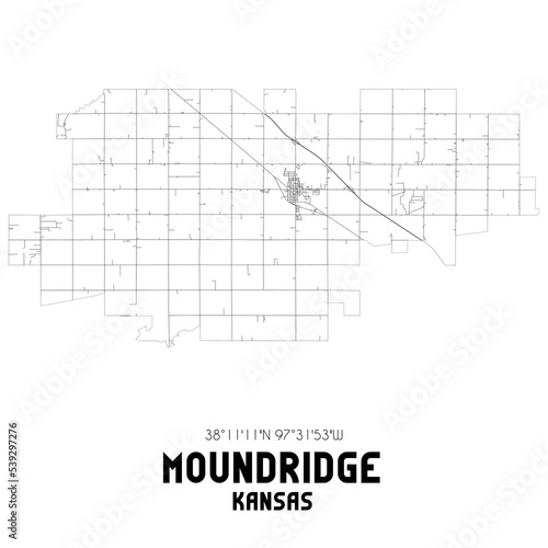 Moundridge Kansas. US street map with black and white lines.