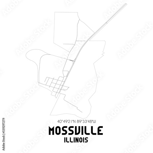 Mossville Illinois. US street map with black and white lines.