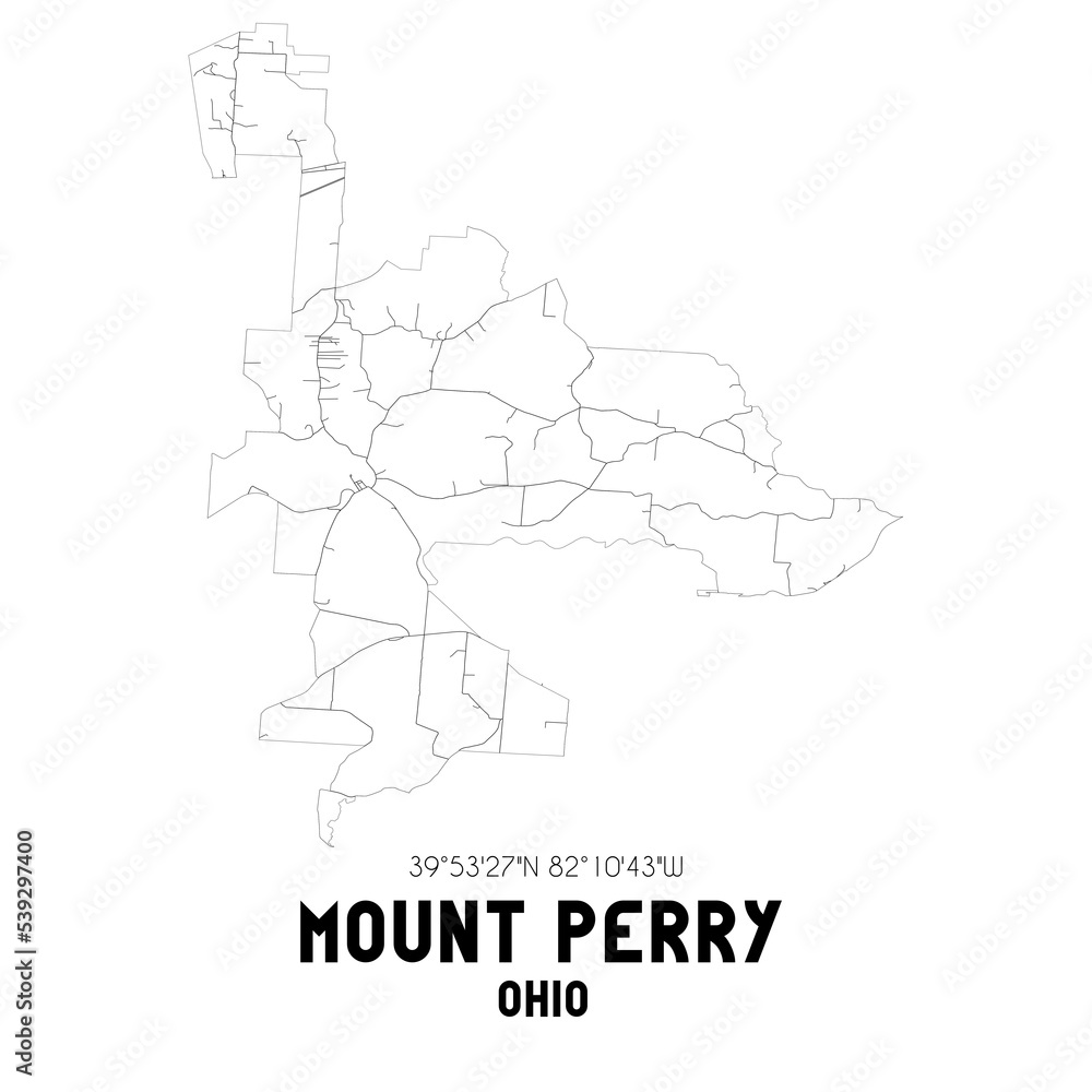 Mount Perry Ohio. US street map with black and white lines. Mount Perry Ohio. US street map with black and white lines.