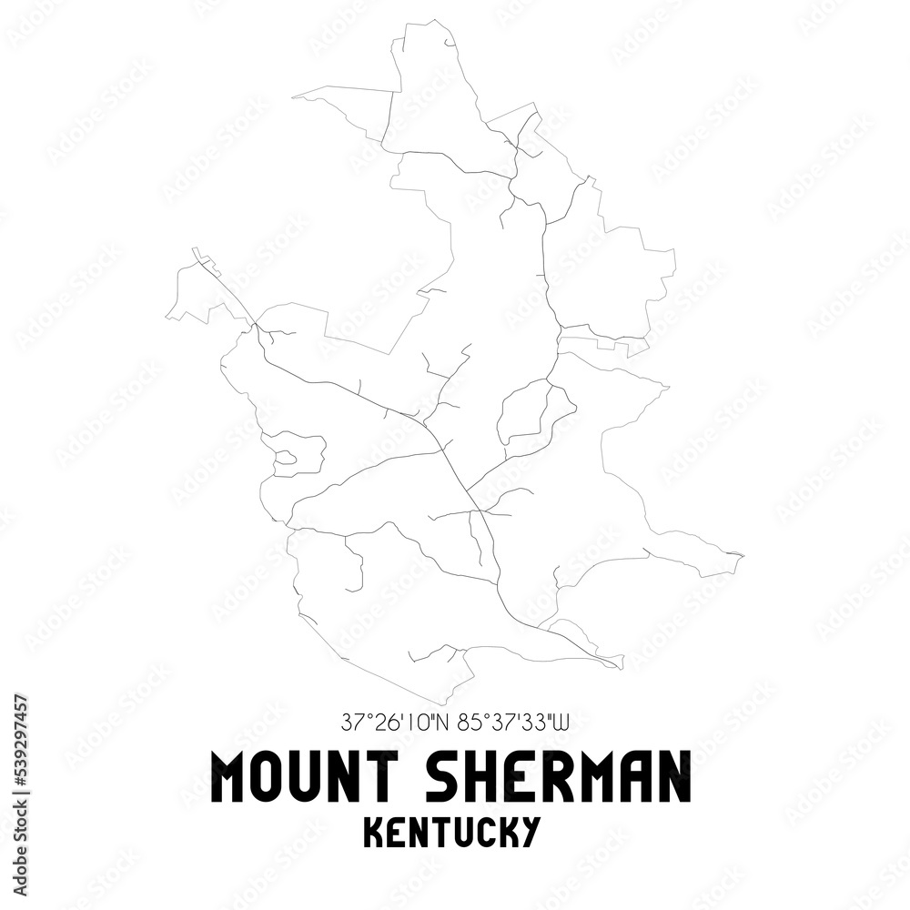 Mount Sherman Kentucky. US street map with black and white lines.