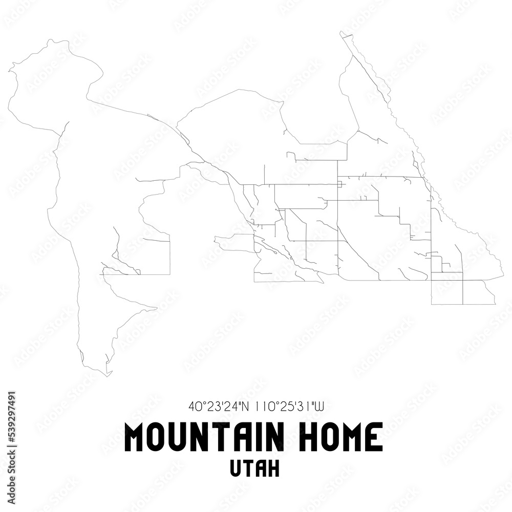 Mountain Home Utah. US street map with black and white lines. Mountain Home Utah. US street map with black and white lines.