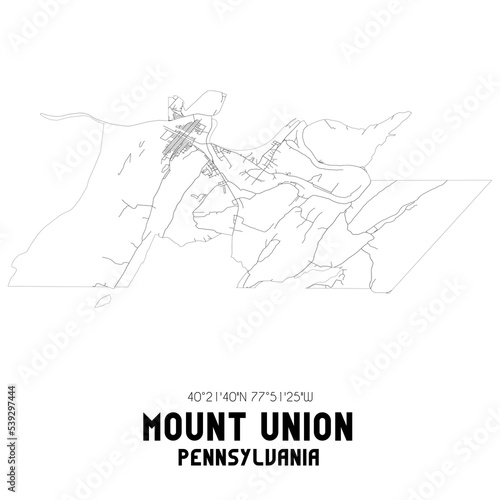 Mount Union Pennsylvania. US street map with black and white lines.