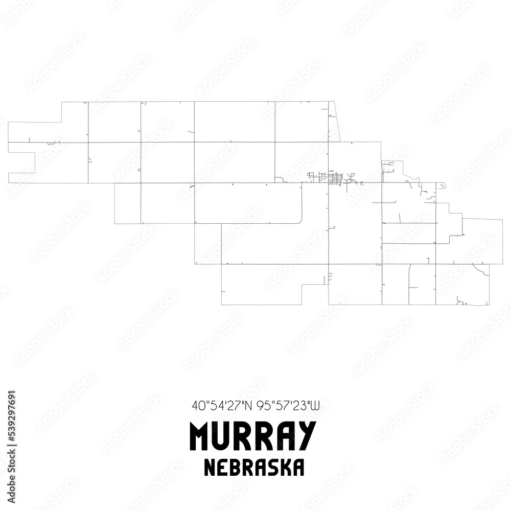 Murray Nebraska. US street map with black and white lines.