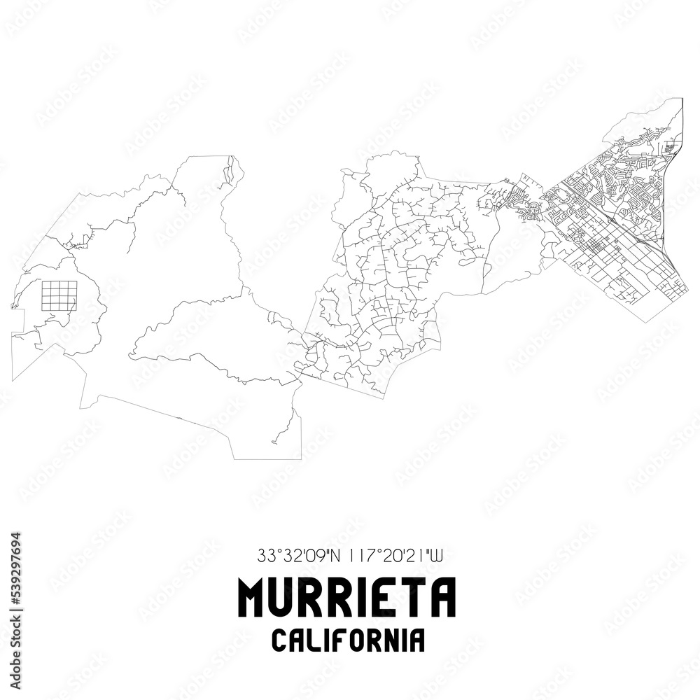 Murrieta California. US street map with black and white lines. Murrieta California. US street map with black and white lines.