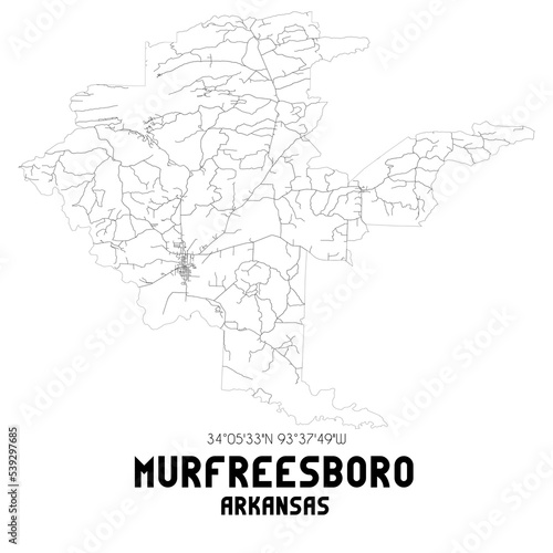 Murfreesboro Arkansas. US street map with black and white lines.
