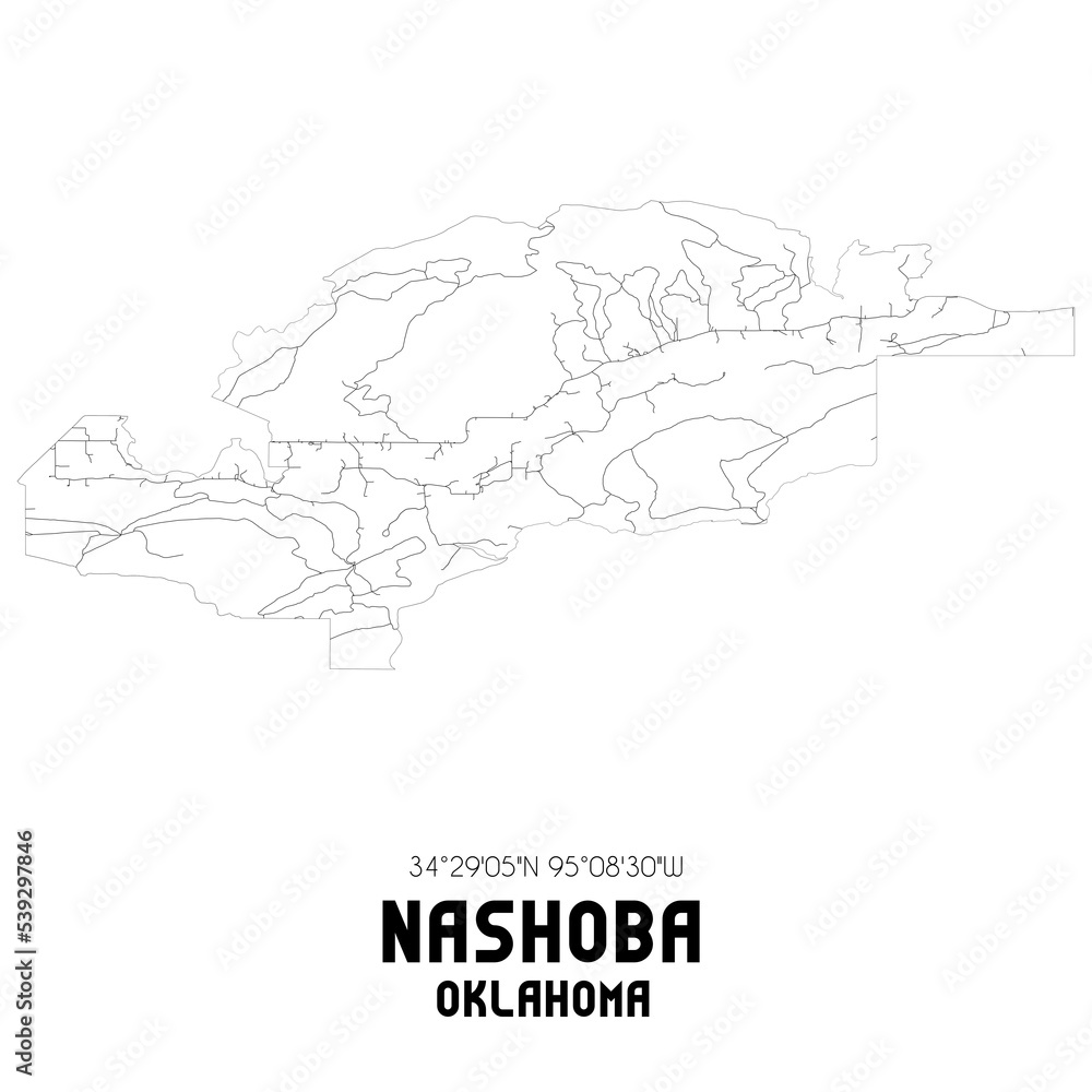 Nashoba Oklahoma. US street map with black and white lines. Nashoba Oklahoma. US street map with black and white lines.