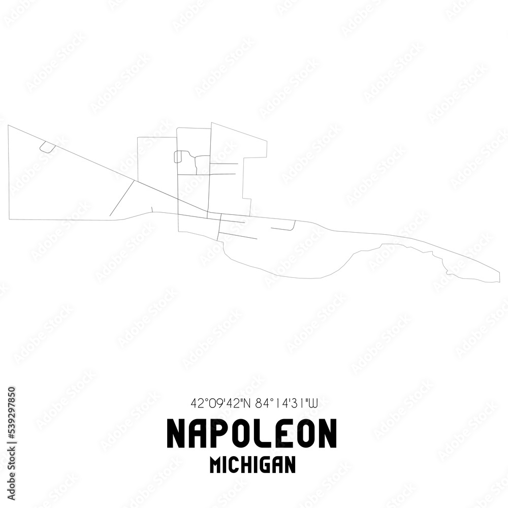 Napoleon Michigan. US street map with black and white lines. Napoleon Michigan. US street map with black and white lines.