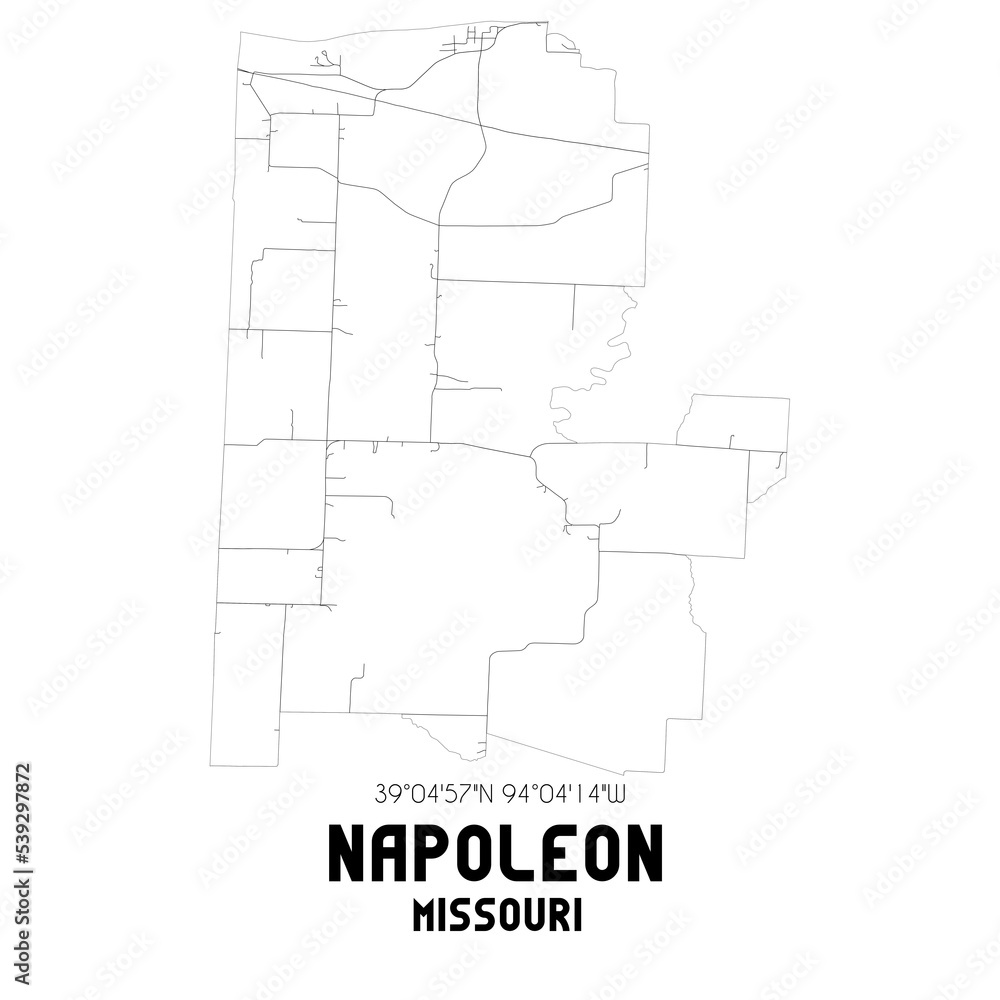 Napoleon Missouri. US street map with black and white lines. Napoleon Missouri. US street map with black and white lines.