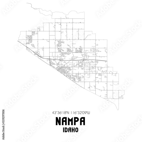 Obraz na plátně Nampa Idaho. US street map with black and white lines.
