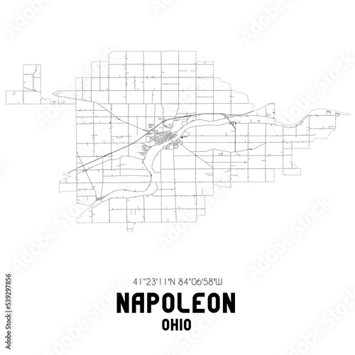 Photography Napoleon Ohio. US street map with black and white lines.