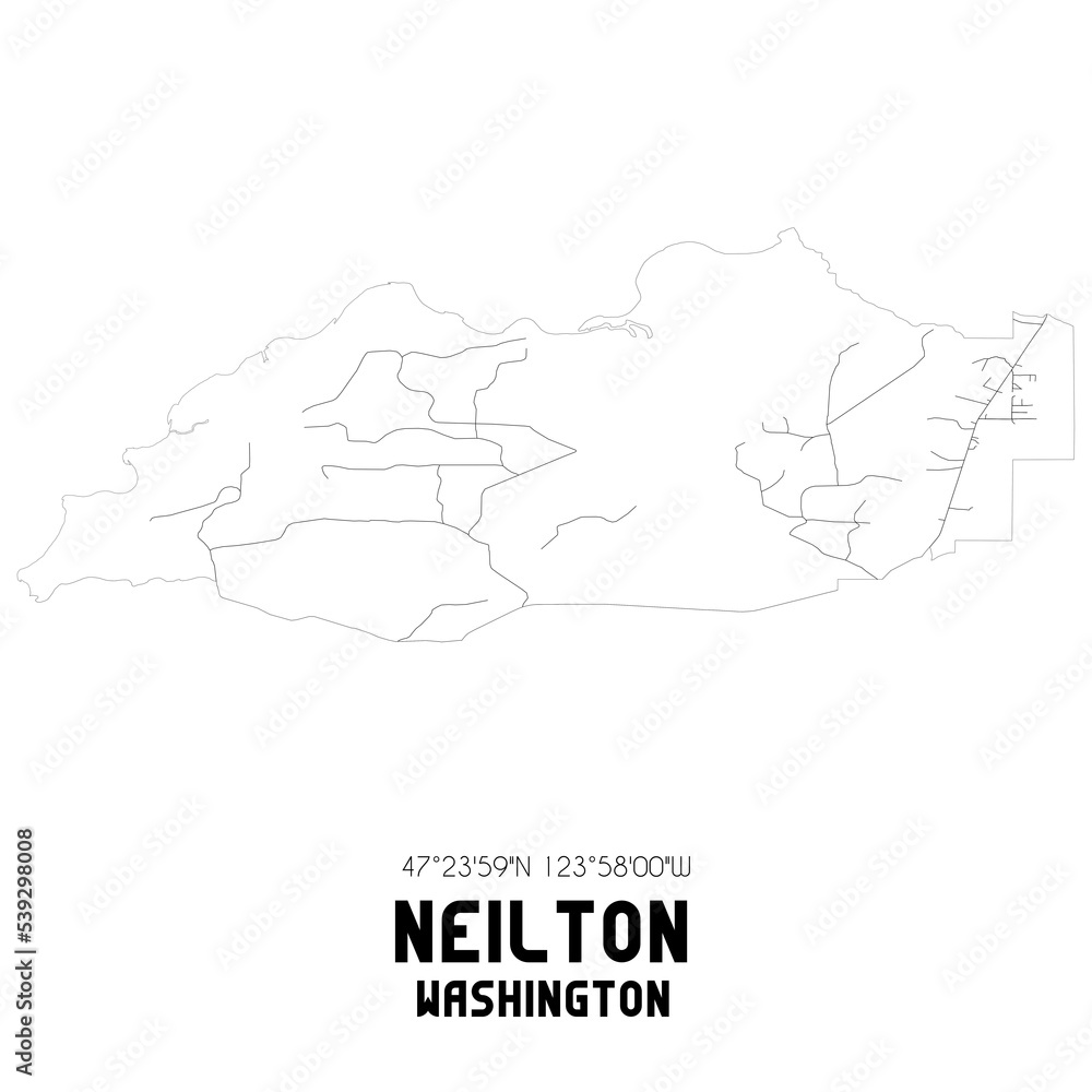 Neilton Washington. US street map with black and white lines.