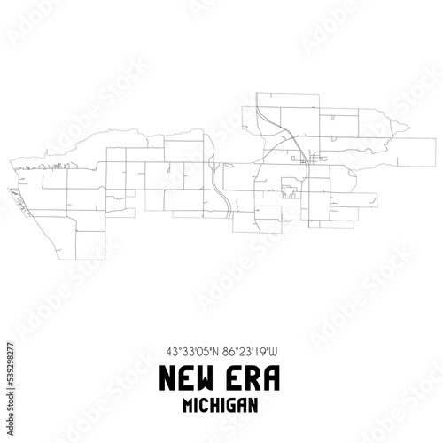 New Era Michigan. US street map with black and white lines.